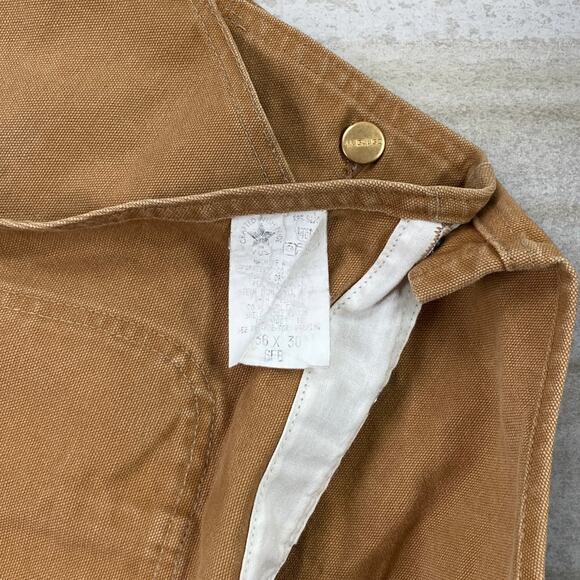 Vintage Carhartt Overalls Double Knees Baggy Wide Leg Tan Union Made in USA 90s - Picture 3 of 8